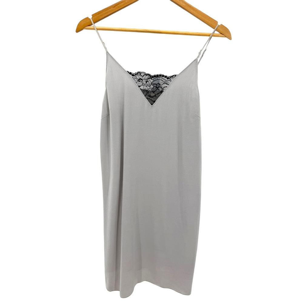 Wilfred Free‎ Aritzia Grey Lace V-Neck Slip Mini Dress Size S Lined Minimalist